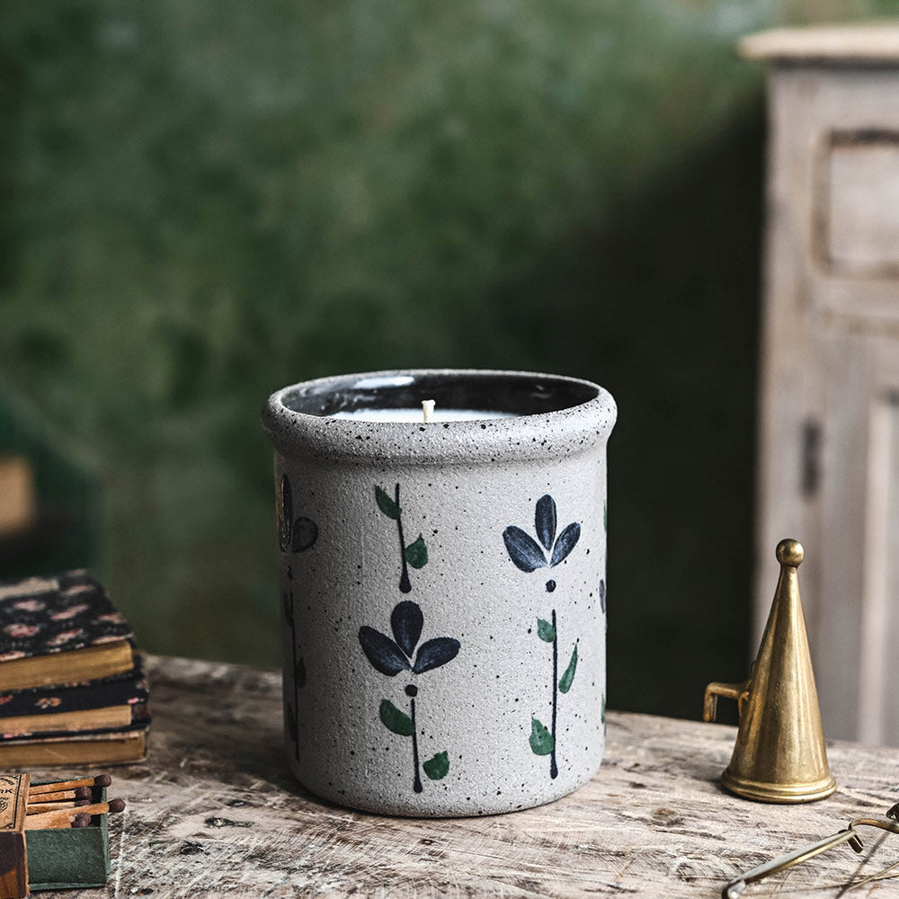 Ceramic Bloom Candle Crock