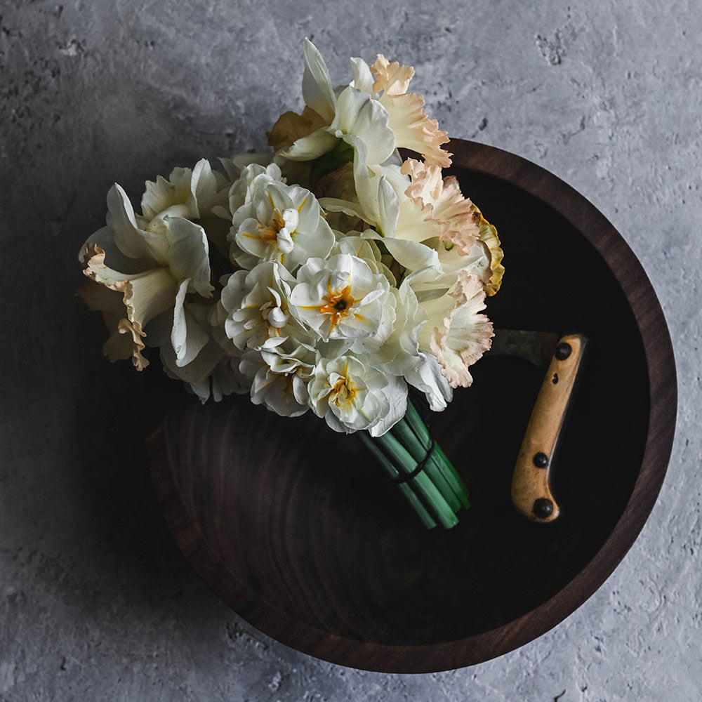 Roan Iris Walnut Wood Bowl
