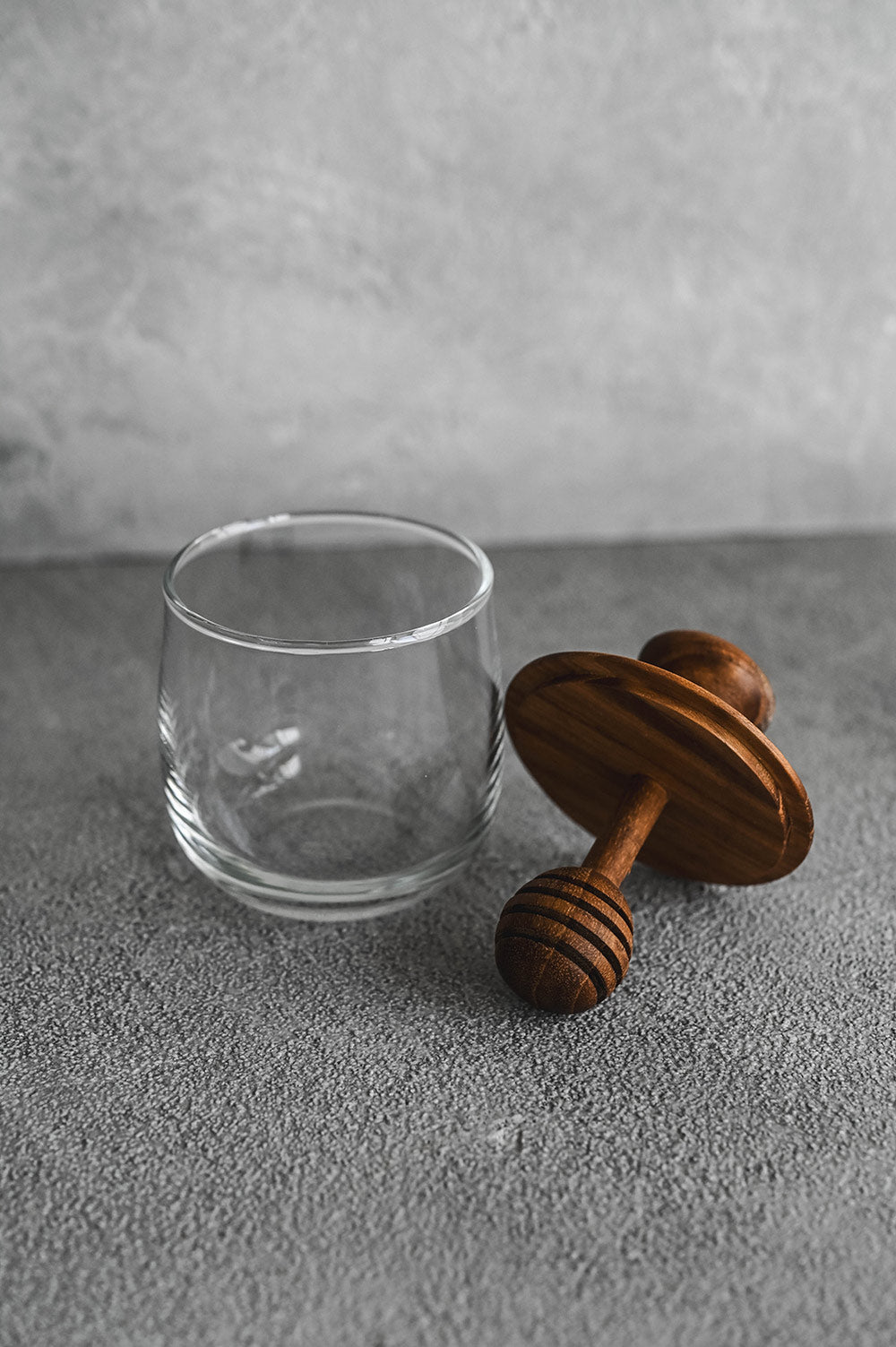Teak & Glass Mini Honey Jar