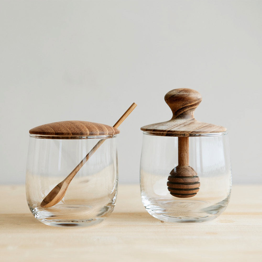 Teak & Glass Mini Spice Jar