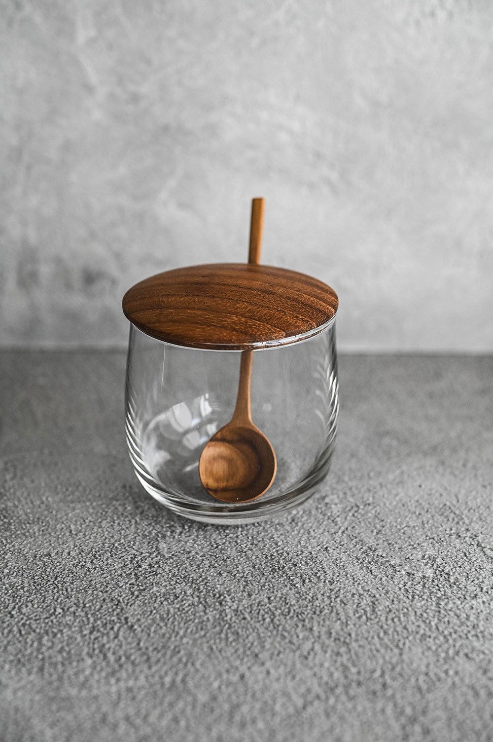 Teak & Glass Mini Spice Jar