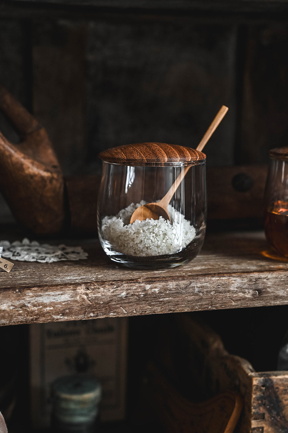 Teak & Glass Mini Spice Jar