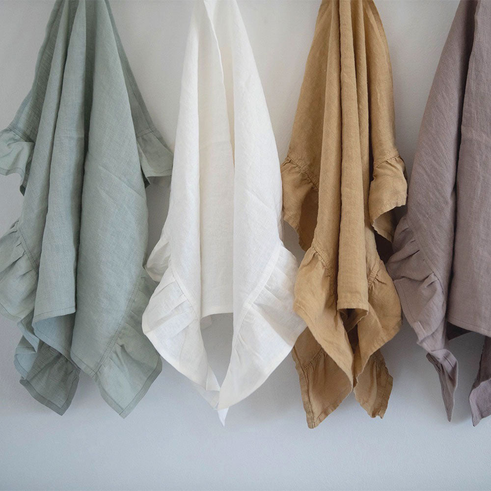Ruffle Linen Tea Towel